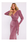 M828 Velvet deep V-neck maxi gown - crepe pink