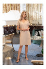 S392 Relaxed fit dress with V-neck - beige