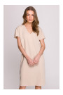 S392 Relaxed fit dress with V-neck - beige