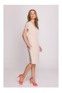 S392 Relaxed fit dress with V-neck - beige