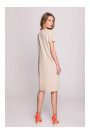 S392 Relaxed fit dress with V-neck - beige
