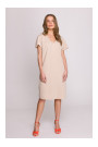 S392 Relaxed fit dress with V-neck - beige