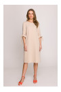 S393 A-line dress with tie sleeves - beige