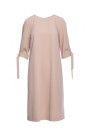 S393 A-line dress with tie sleeves - beige