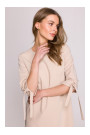 S393 A-line dress with tie sleeves - beige