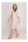 S393 A-line dress with tie sleeves - beige