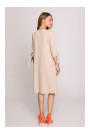 S393 A-line dress with tie sleeves - beige
