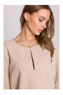 S394 Relaxed fit dress with keyhole neckline - beige