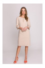 S394 Relaxed fit dress with keyhole neckline - beige