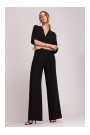 S395 Wide leg jumpsuit with wrap neckline - black