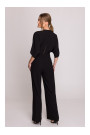 S395 Wide leg jumpsuit with wrap neckline - black