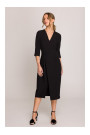 S396 Mid-length dress with wrap detail - black
