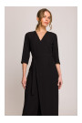 S396 Mid-length dress with wrap detail - black