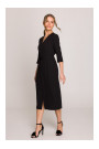 S396 Mid-length dress with wrap detail - black