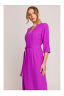 S396 Mid-length dress with wrap detail - lavender