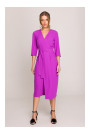 S396 Mid-length dress with wrap detail - lavender