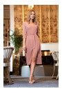 S396 Mid-length dress with wrap detail - rose
