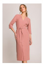 S396 Mid-length dress with wrap detail - rose