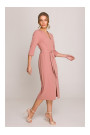 S396 Mid-length dress with wrap detail - rose