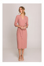 S396 Mid-length dress with wrap detail - rose