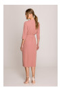 S396 Mid-length dress with wrap detail - rose