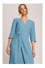 S396 Mid-length dress with wrap detail - sky blue