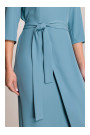 S396 Mid-length dress with wrap detail - sky blue