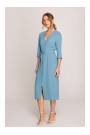 S396 Mid-length dress with wrap detail - sky blue