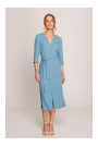 S396 Mid-length dress with wrap detail - sky blue
