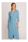 S396 Mid-length dress with wrap detail - sky blue