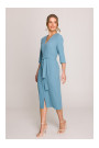 S396 Mid-length dress with wrap detail - sky blue