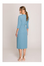 S396 Mid-length dress with wrap detail - sky blue