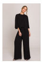 S397 Wide sleeve jumpsuit with split back - black