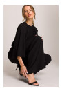 S397 Wide sleeve jumpsuit with split back - black
