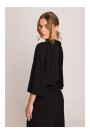 S397 Wide sleeve jumpsuit with split back - black