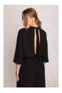S397 Wide sleeve jumpsuit with split back - black