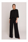 S397 Wide sleeve jumpsuit with split back - black
