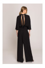 S397 Wide sleeve jumpsuit with split back - black