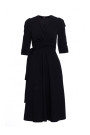 S404 Fit and flare knit dress with a tie belt - black