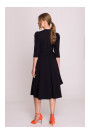 S404 Fit and flare knit dress with a tie belt - black