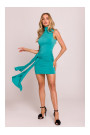 M841 Tie front mini dress - turquoise