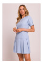 M842 Denim dress with pleats - light blue