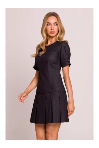 M842 Denim dress with pleats - graphite