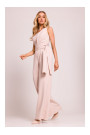 M845 One shoulder jumpsuit with a sash - light beige