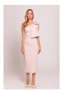 M847 One shoulder bow dress - light beige