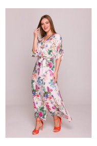 S405 Wrap maxi dress with print - model 1