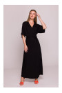 S406 Viscose maxi dress wrap design - black