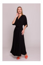 S406 Viscose maxi dress wrap design - black