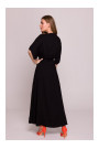S406 Viscose maxi dress wrap design - black
