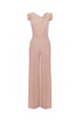 S407 Elegant jumpsuit with asymmetrical neckline - beige